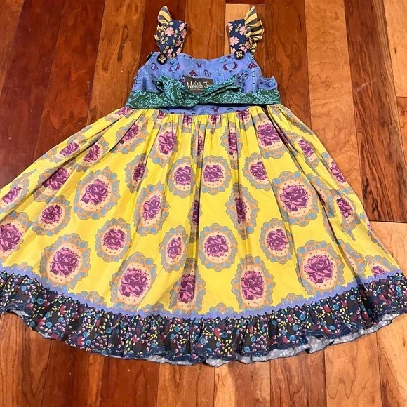 Matilda Jane Paint by Numbers Dress Girl Size 6 w/Removable Apron Colorful Fun - Picture 6 of 8